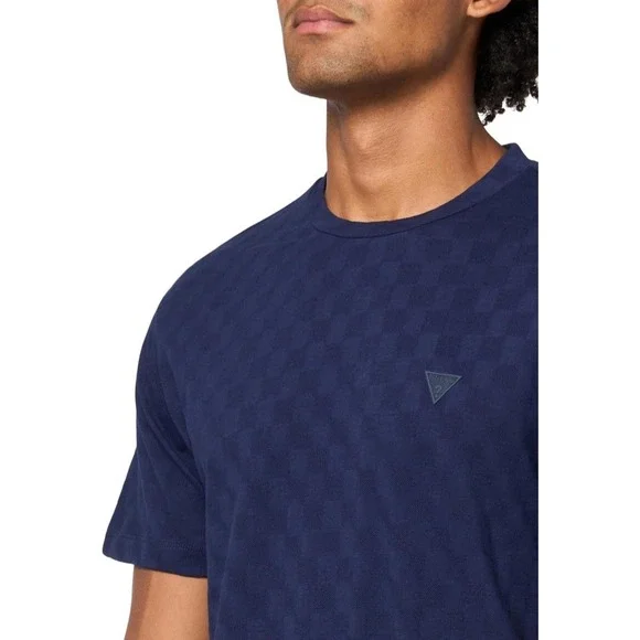 NWT Guess Mens Short Sleeve Small Triangle Knit Shirt Sz XXL - Summer Night Blue - Picture 4 of 12